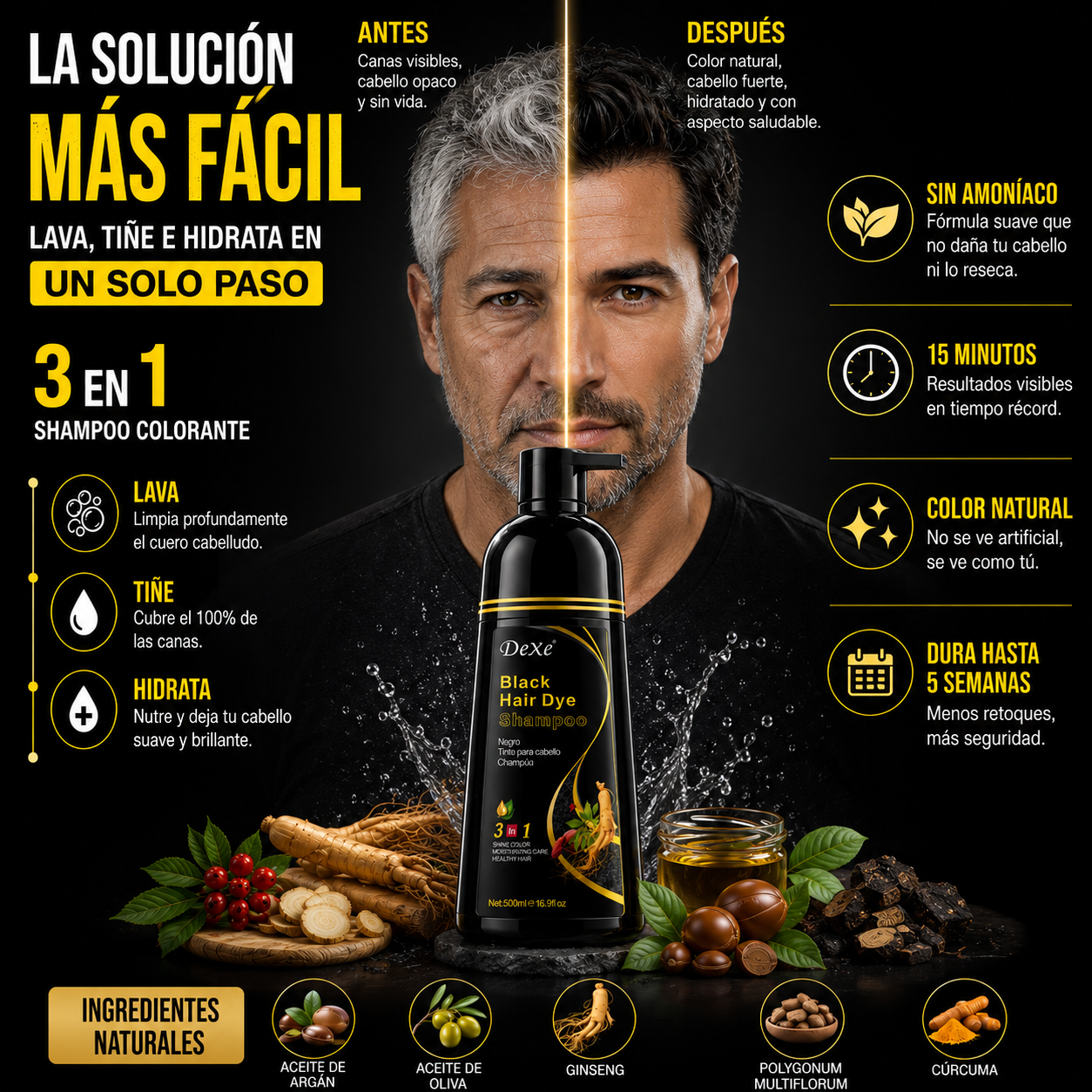 Champú Cubre Canas Negro (500 ML)
