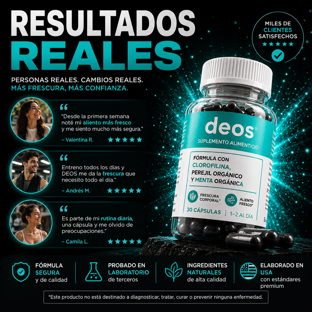 DEOS - Suplemento con Clorofilina Para Frescura Corporal, Aliento y Confianza