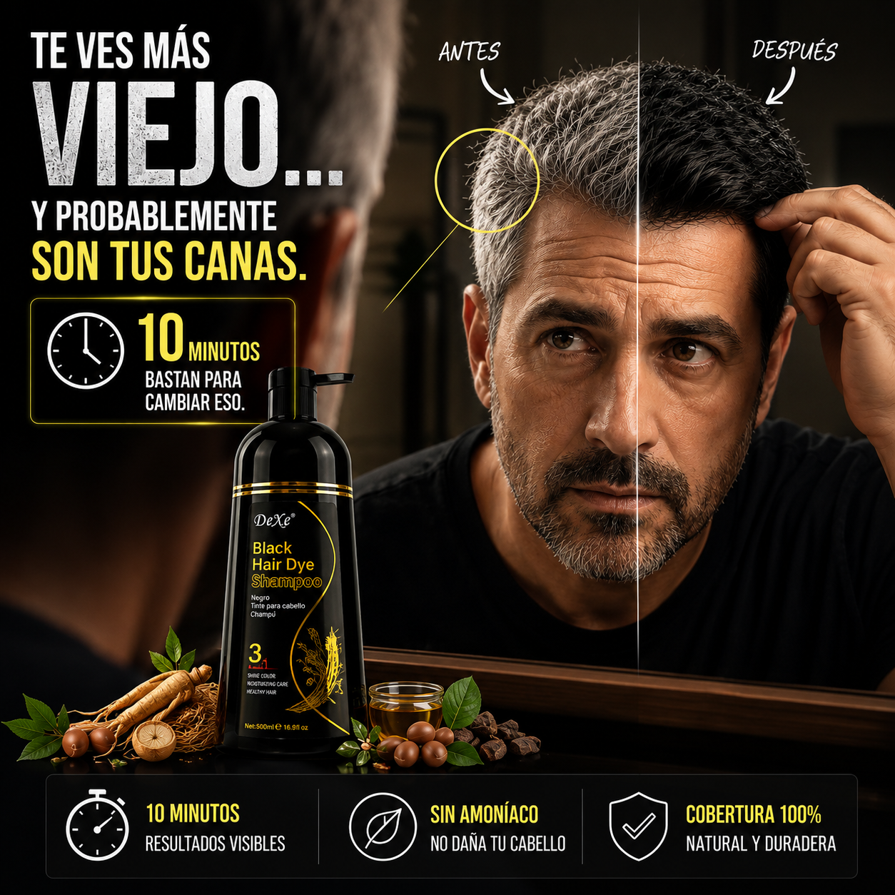 Champú Cubre Canas Negro (500 ML)