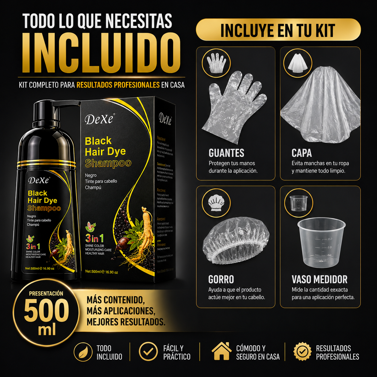 Champú Cubre Canas Negro (500 ML)