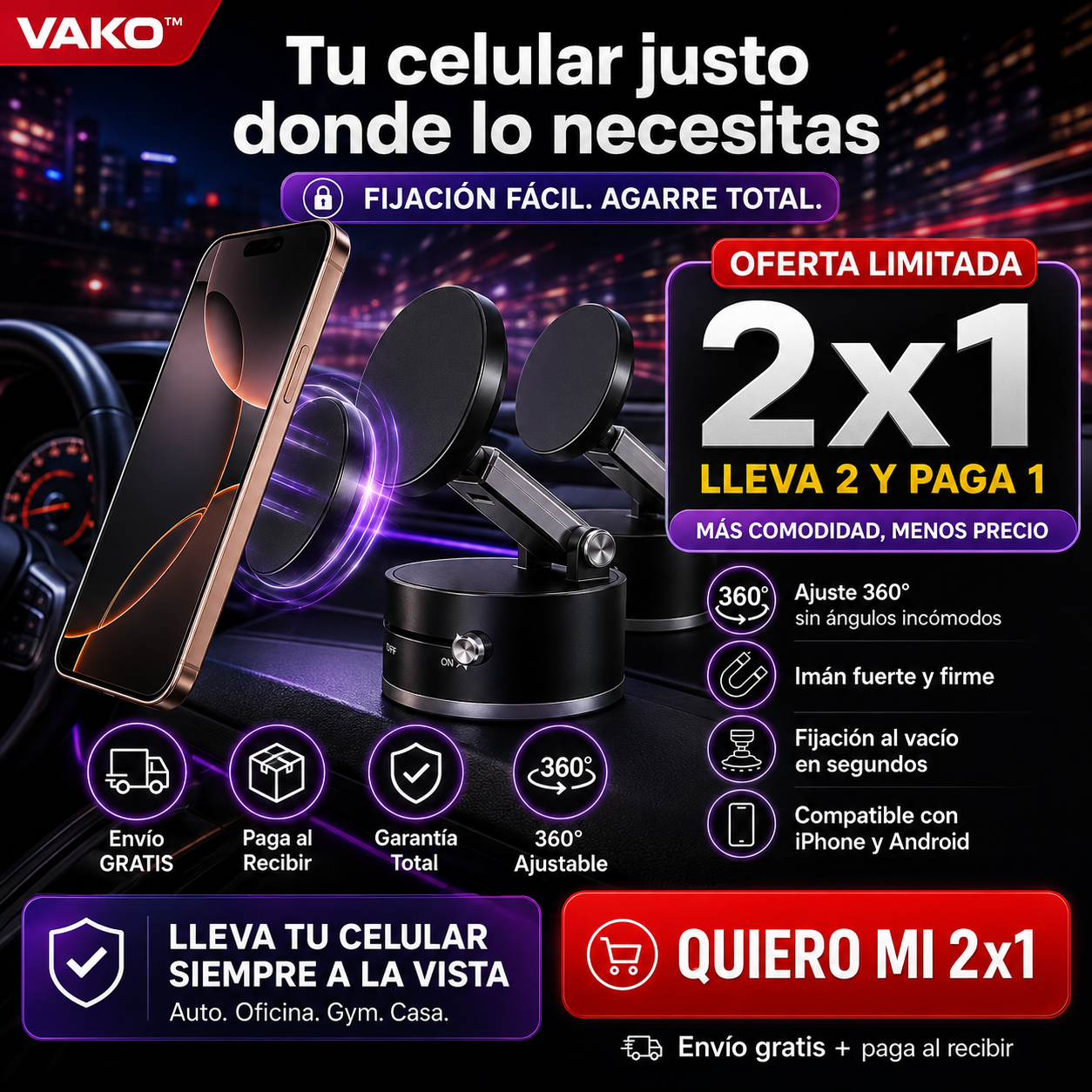 VAKO™ | Soporte Magnético 360°