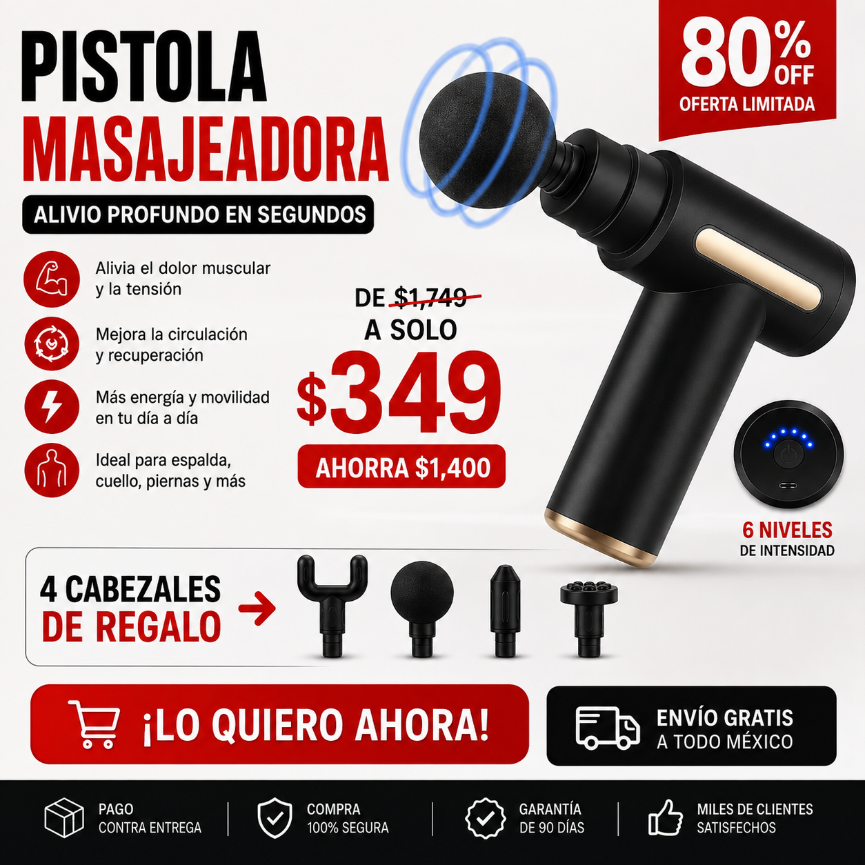 Pistola Masajeador Portatil Muscular