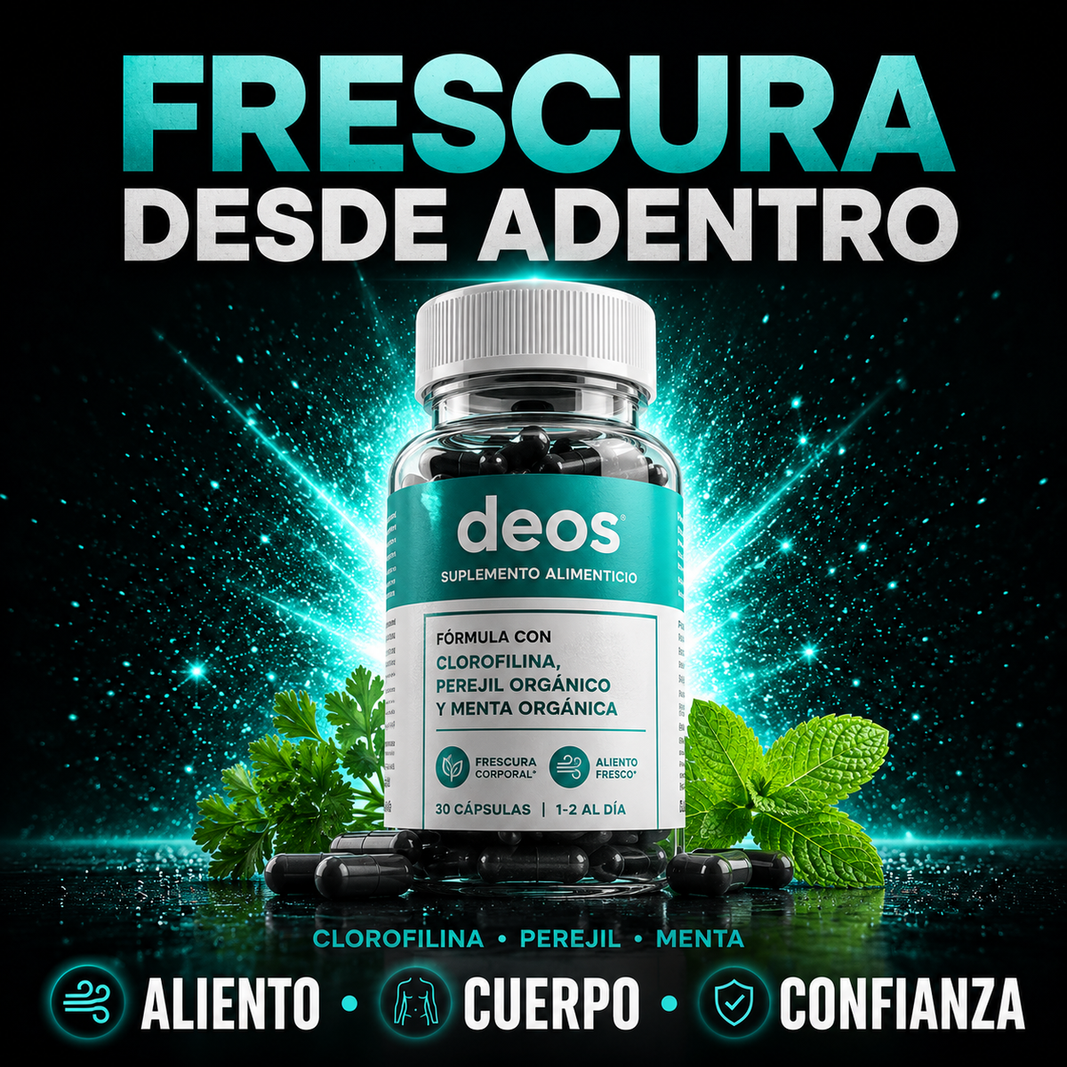 DEOS - Suplemento con Clorofilina Para Frescura Corporal, Aliento y Confianza