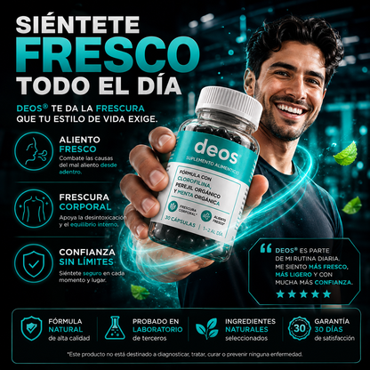 DEOS - Suplemento con Clorofilina Para Frescura Corporal, Aliento y Confianza