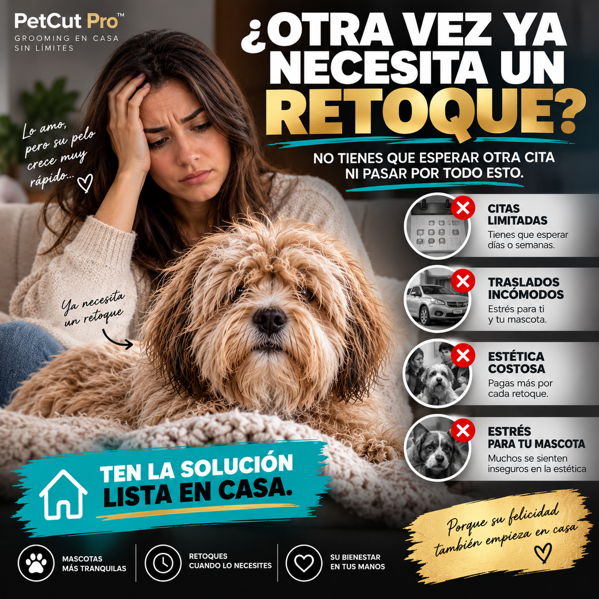 PetCut Pro™ – Cortapelos Eléctrico para Perros y Gatos | Retoques en Casa sin Citas ni Traslados