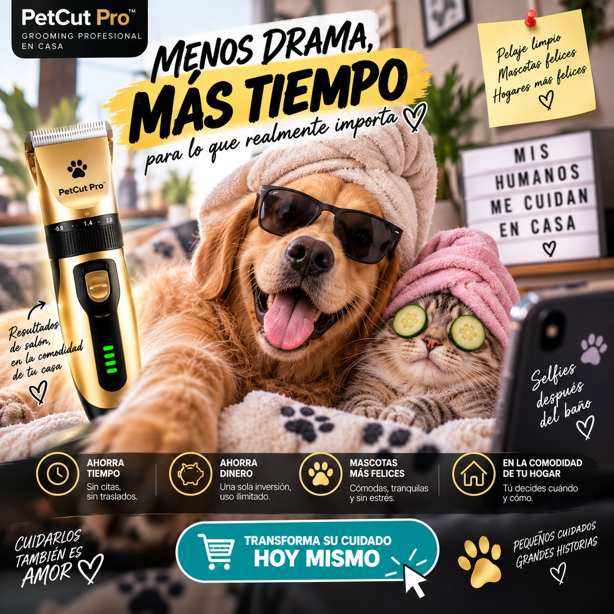 PetCut Pro™ – Cortapelos Eléctrico para Perros y Gatos | Retoques en Casa sin Citas ni Traslados