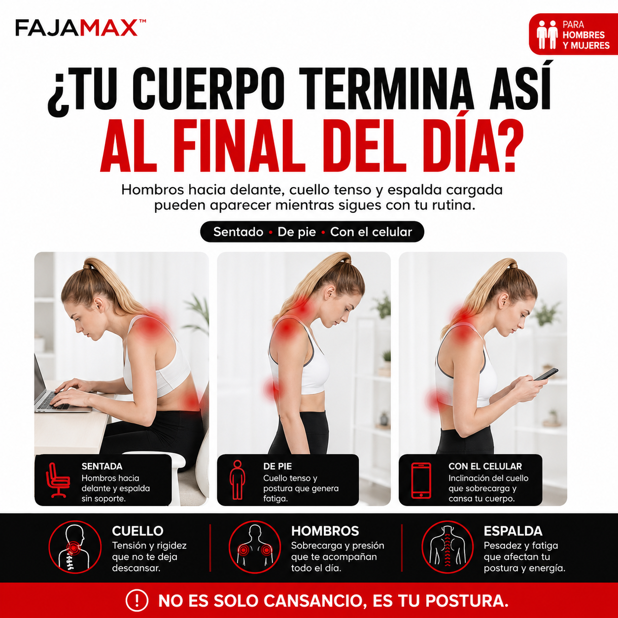 FAJAMAX | Corrector De Postura 2 En 1