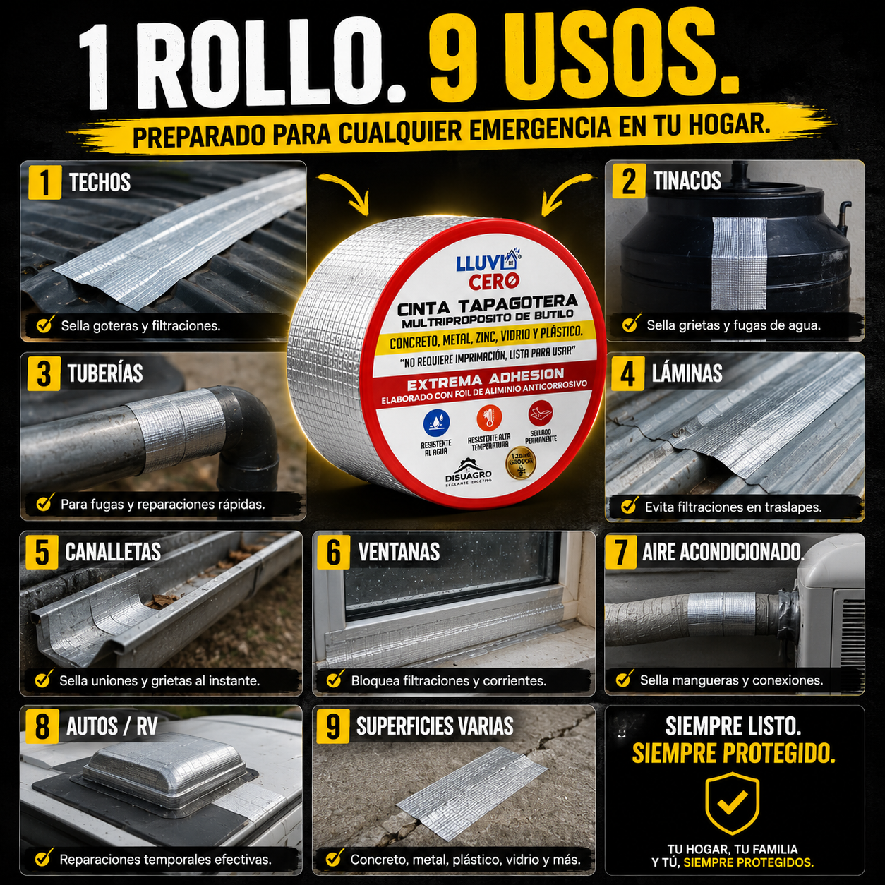Cinta Impermeable de Máxima Adhesión 9 En 1